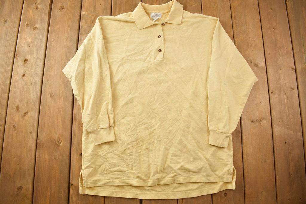 Vintage 1990s SDIE Blank Yellow Polo Sweatshirt