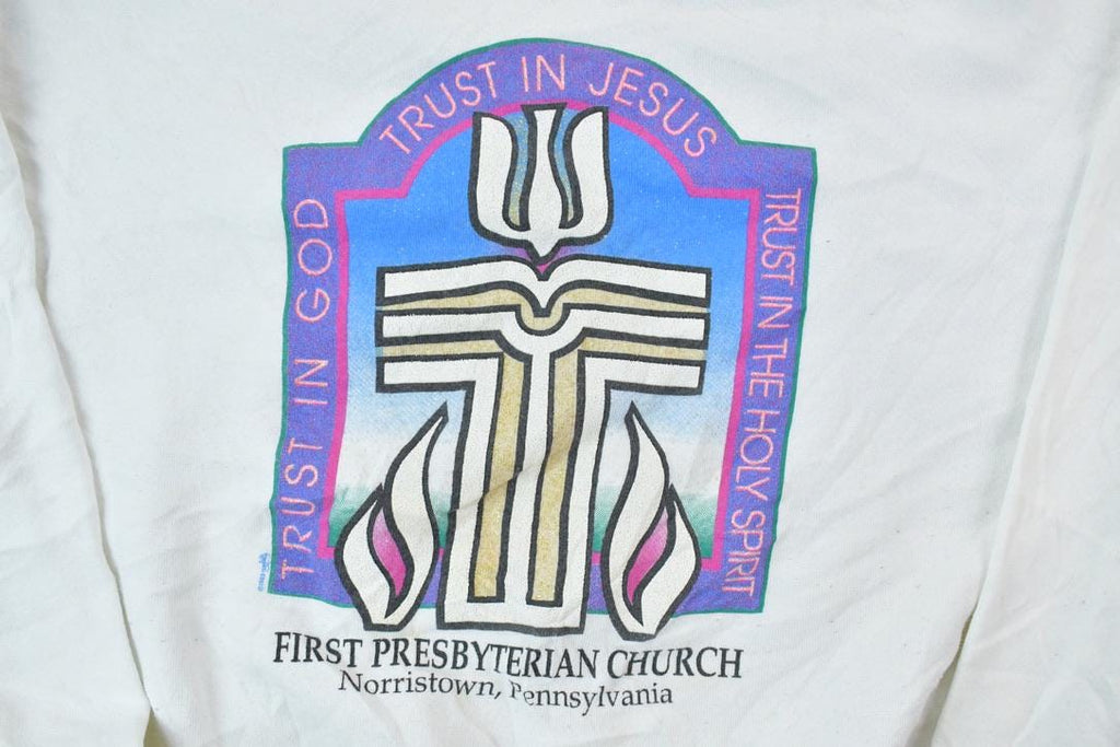 Vintage 1990s Trust In Jesus Norristown Pennsylvania Crewneck Sweatshirt
