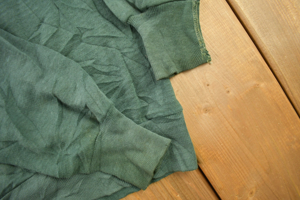 Vintage 1960s Blank Faded Forest Green Crewneck Sweatshirt  60s Crewneck  Made In USA  True Vintage  Distressed
