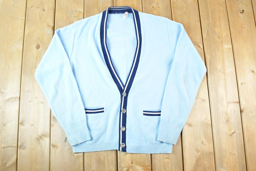 Vintage 1960s Fashionknit High Bulk Orlon Knit Cardigan Sweater Mens Medium