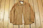 Vintage 1980s Trojan Sportswear Suede Leather Light Button Up jacket