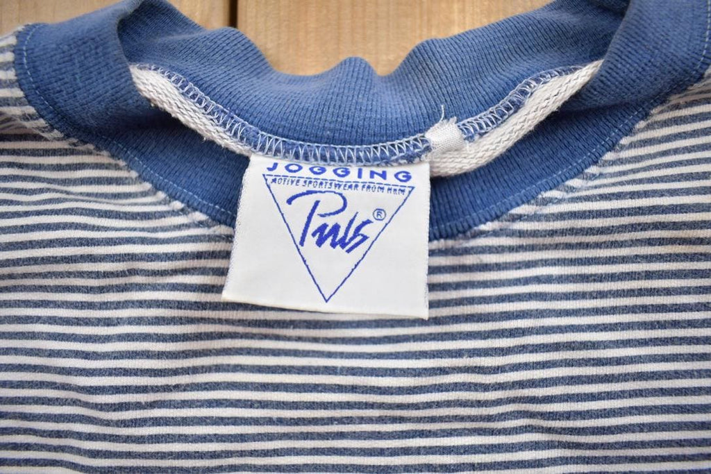 Vintage 1990s Aqualine Striped Nautical Crewneck Sweatshirt Made In USA