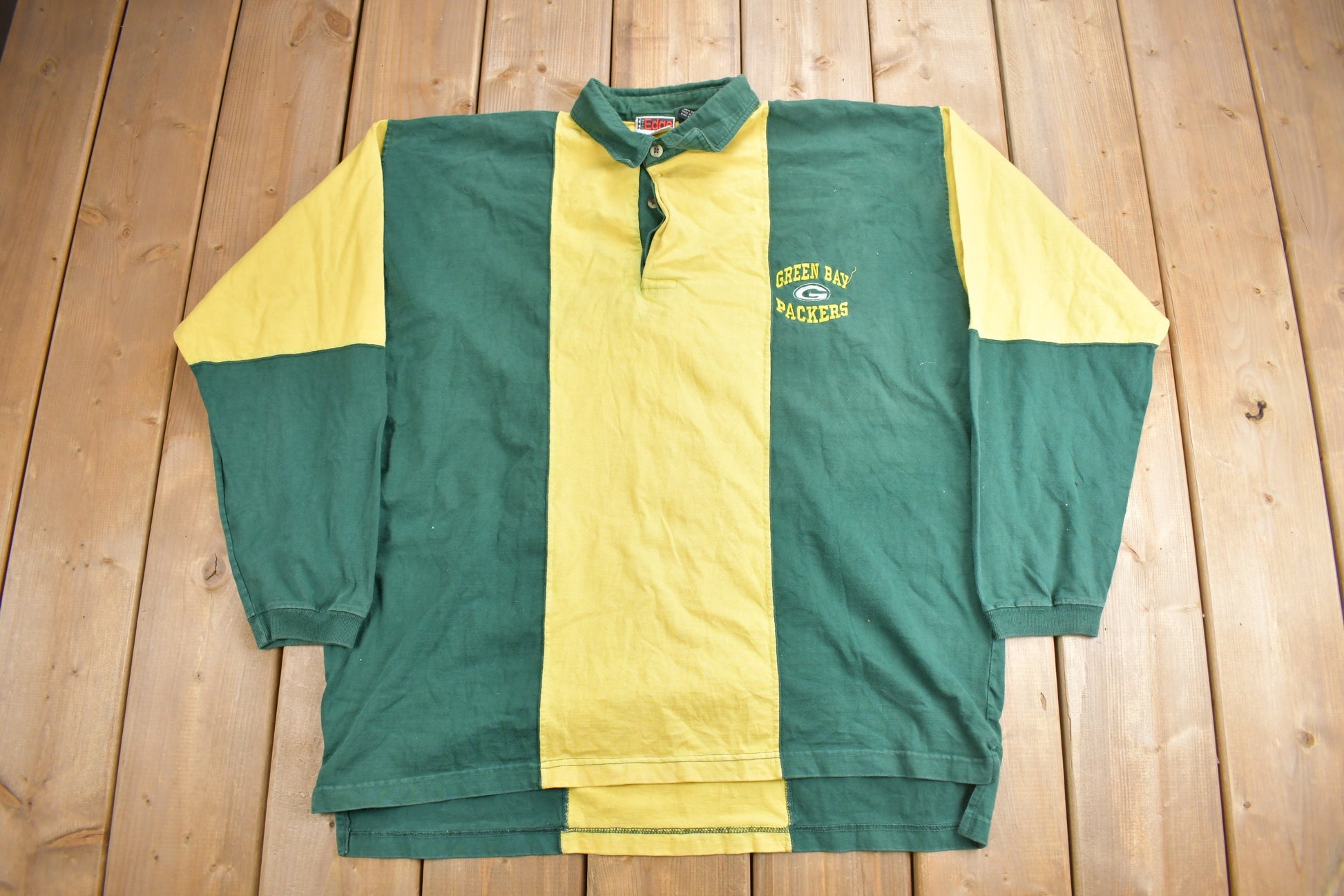 Vintage 1996 Green Bay Packers NFL Colour Block Polo Shirt