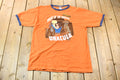 Vintage 2005 Dracula Night of the Vampire Orange and Blue Ringer Graphic T-Shirt