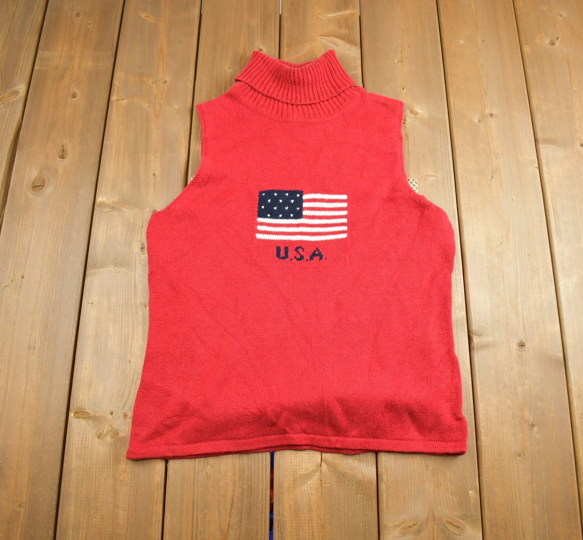 Vintage 1990s Carolyn Taylor U.S.A Knit Turtleneck Sweatervest