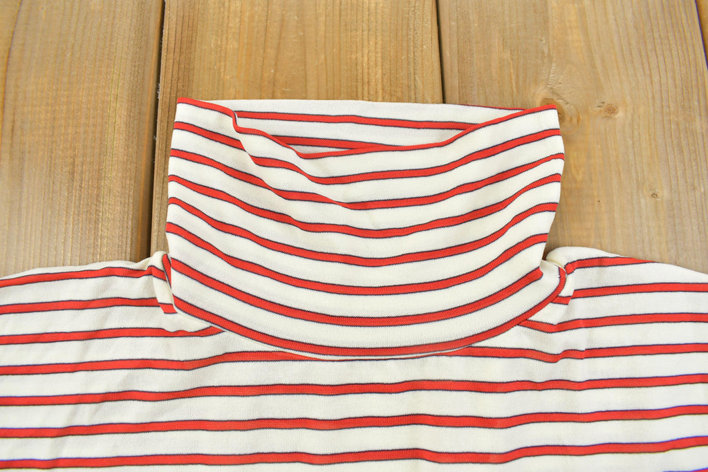 Vintage 1980s Striped Short Sleeve Turtleneck Shirt
