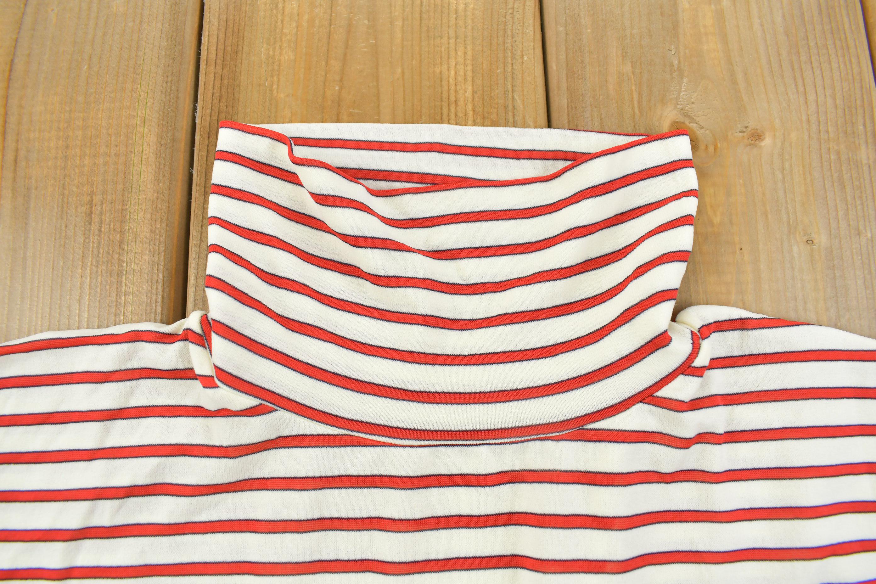 Vintage 1980s Striped Short Sleeve Turtleneck Shirt