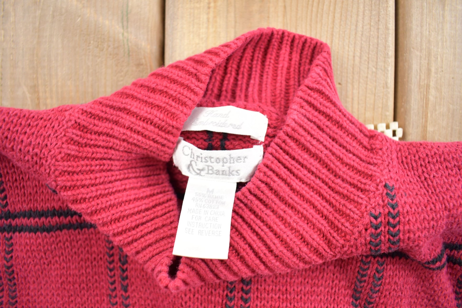 Vintage 1990s Christopher & Banks Plaid Mockneck Knit Sweater