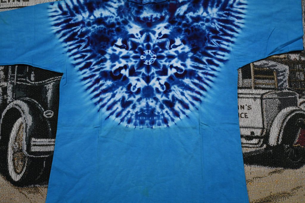 Vintage 1990s Blue Tie Dye Graphic T Shirt