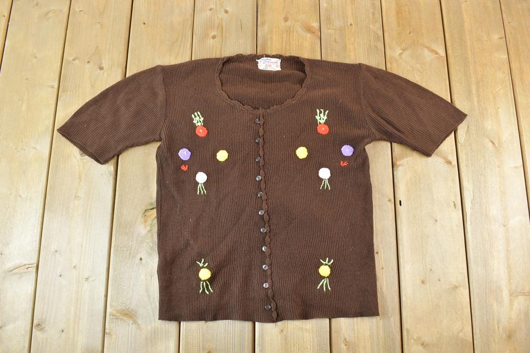 Vintage 1970s Antoinette Knit Floral T-Shirt