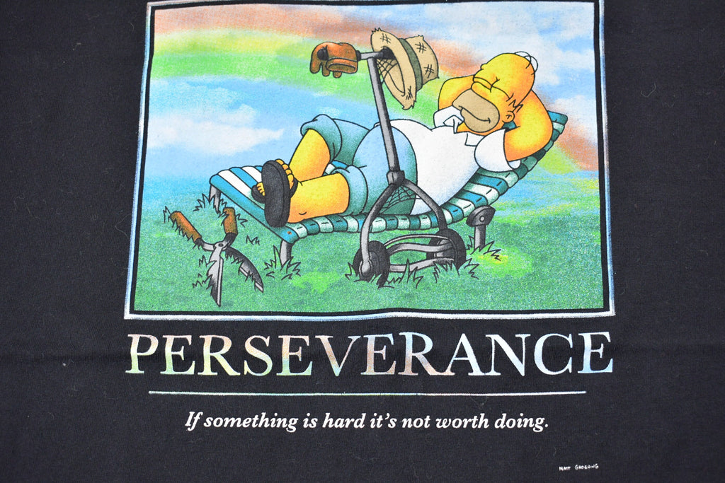 Vintage 1990 Perseverance Homer Simpson Graphic T-Shirt
