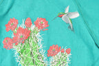 Vintage 1990s Morning Sun Hummingbird Graphic Print Collared Sweatshirt Women's L