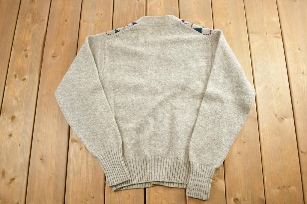 Vintage 1990s Preswick Moore 100% Shetland Wool Knit Cardigan Sweater