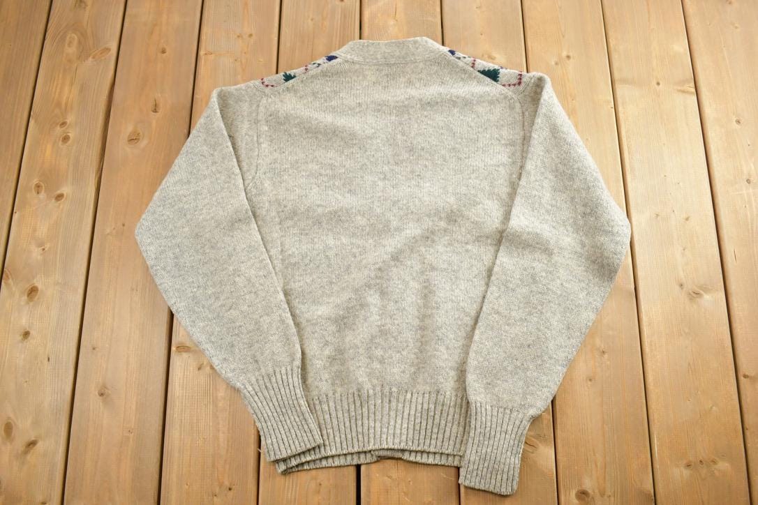 Vintage 1990s Preswick Moore 100% Shetland Wool Knit Cardigan Sweater