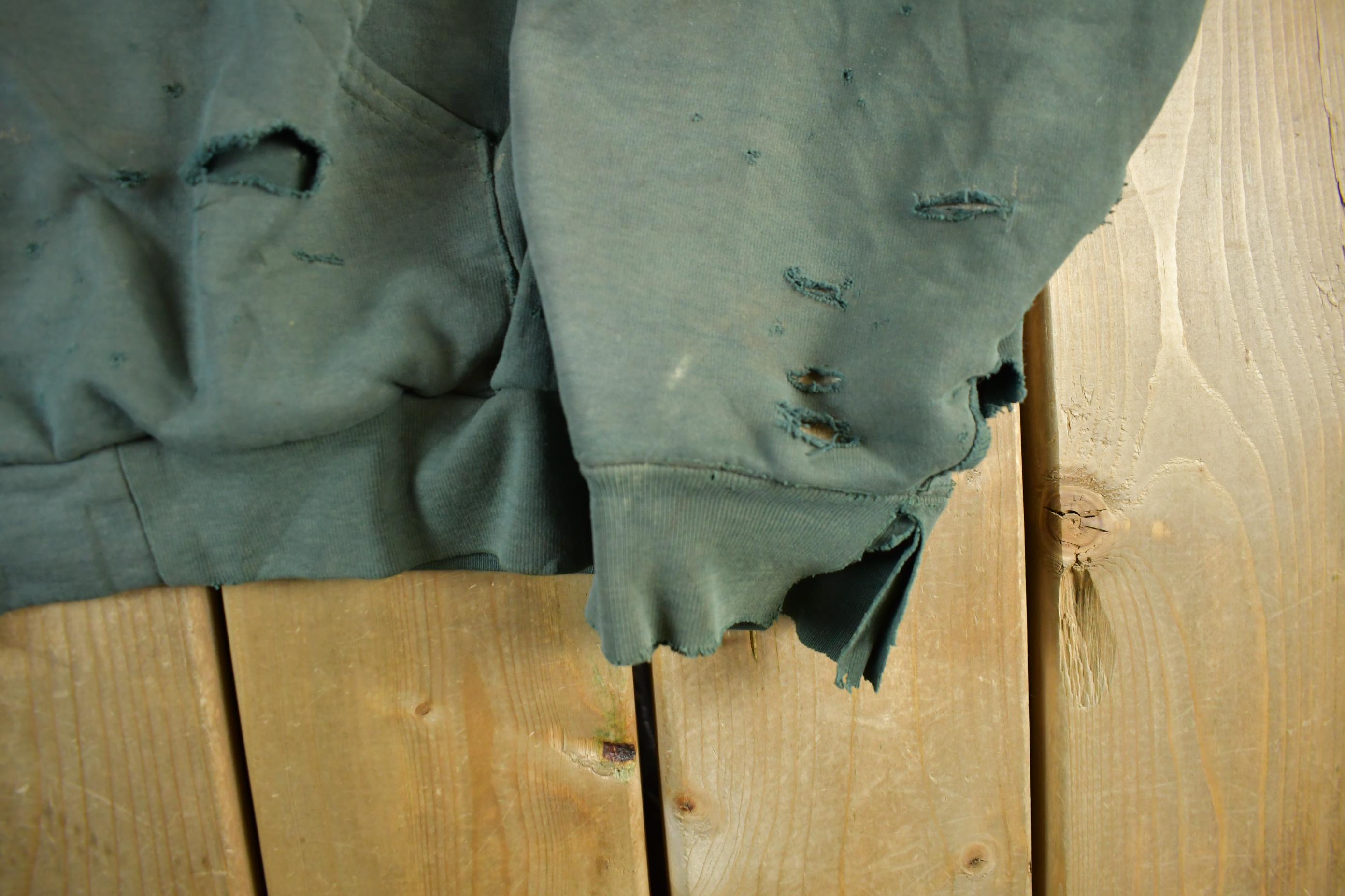Vintage 1990s Carhartt Thrashed Sun Faded Zip Up Thermal Hoodie Men's 2XL
