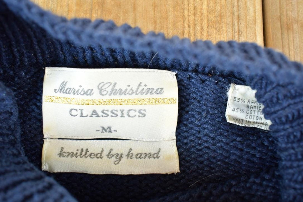 Vintage 1990s Marissa Christina Hand Knit Horse Racing Crewneck Sweater Mens S