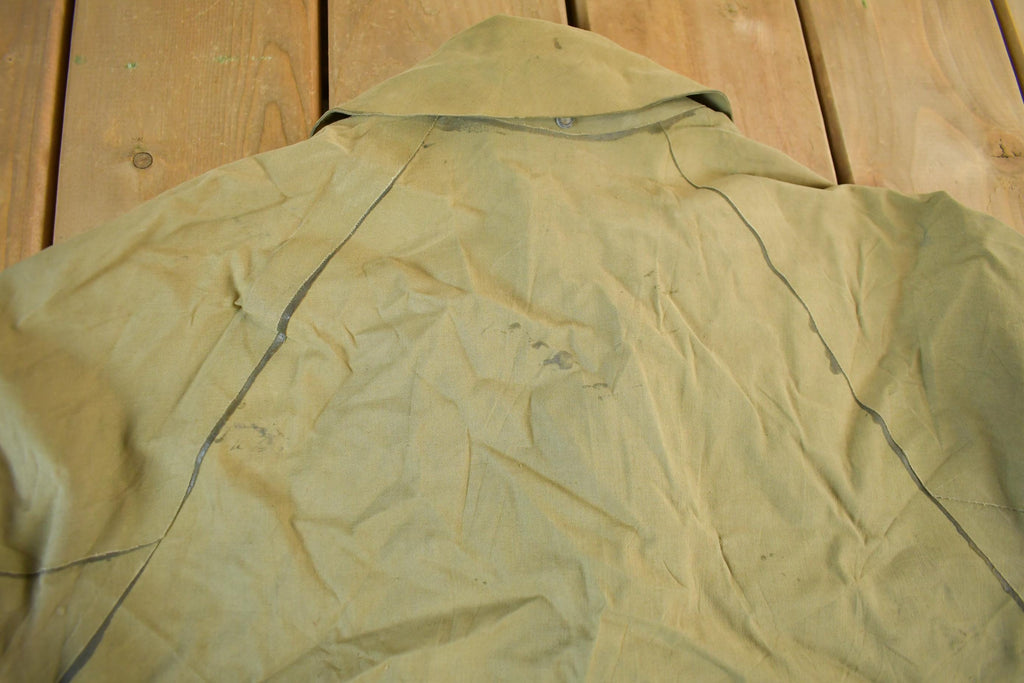 Vintage 1970s 1980s Army Military Button Down Rain Jacket Overcoat Men's Large