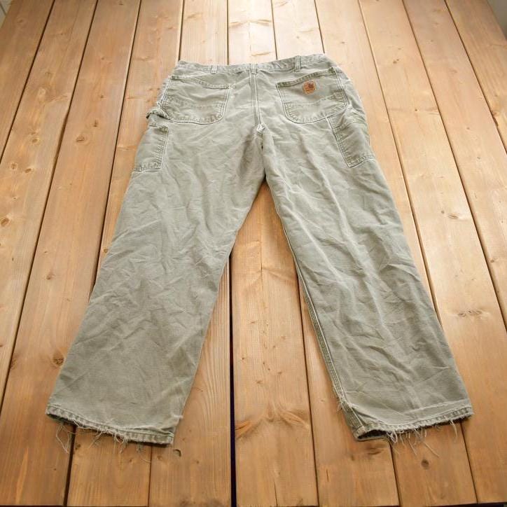 Vintage 1990s Carhartt Distressed Dungaree Fit Work Pants Size 36x32