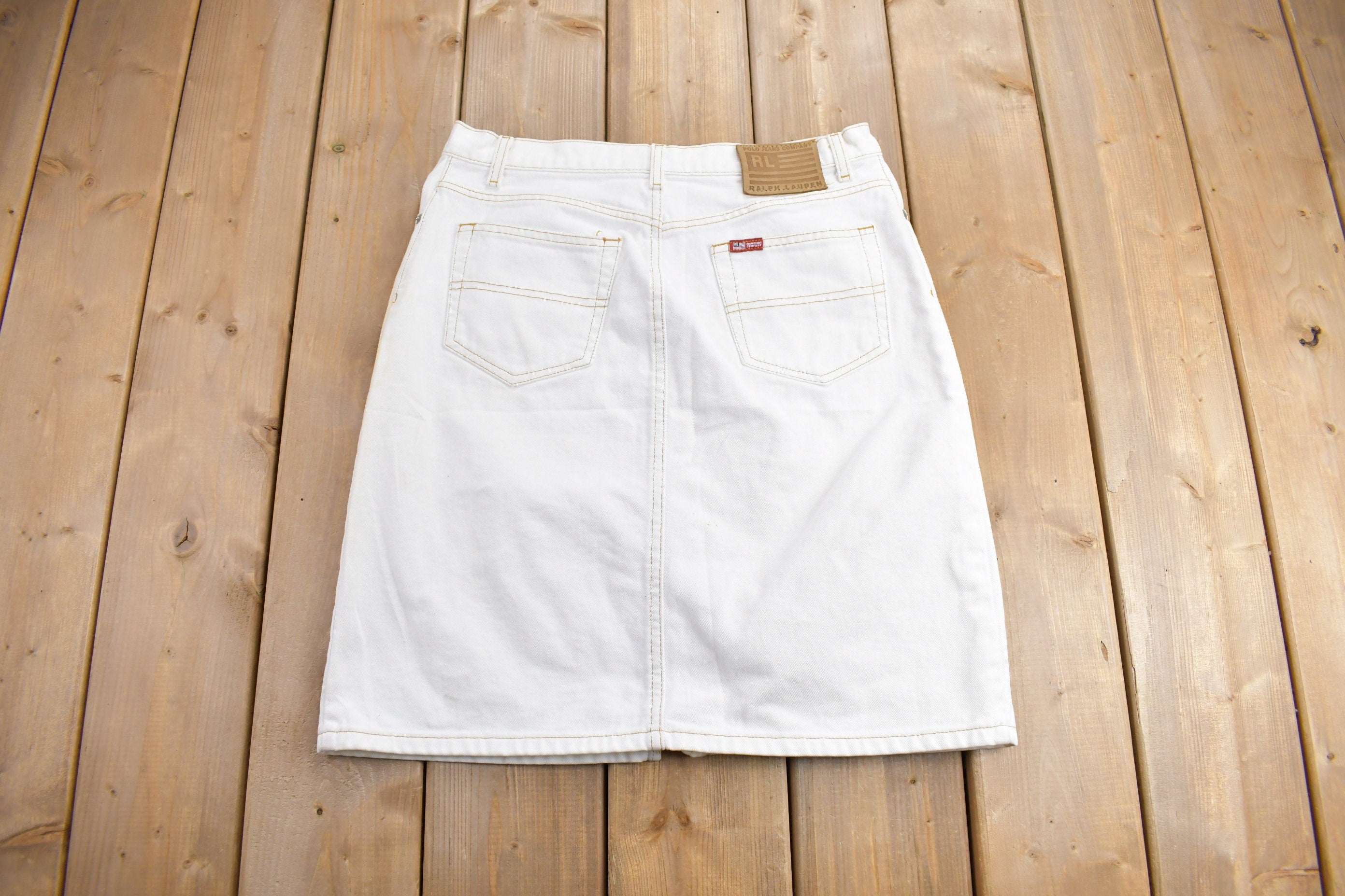 Vintage 1990s Polo Jeans Ralph Lauren Denim Skirt Size 32