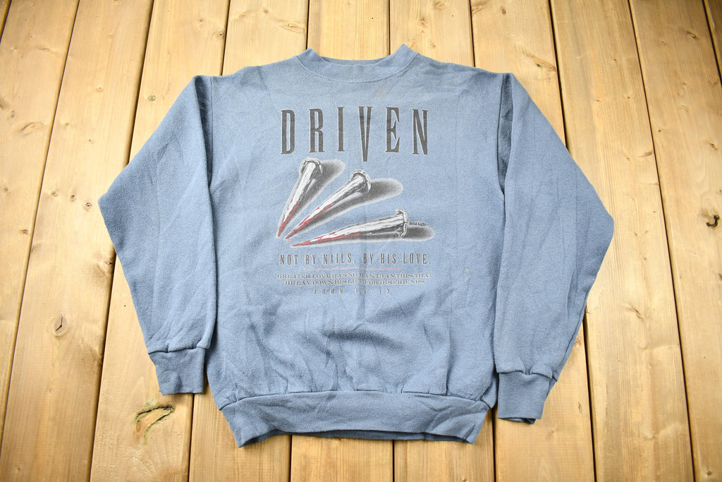 Vintage 1990s Jesus Driven Nails Crewneck Sweatshirt Religious Bible Verse
