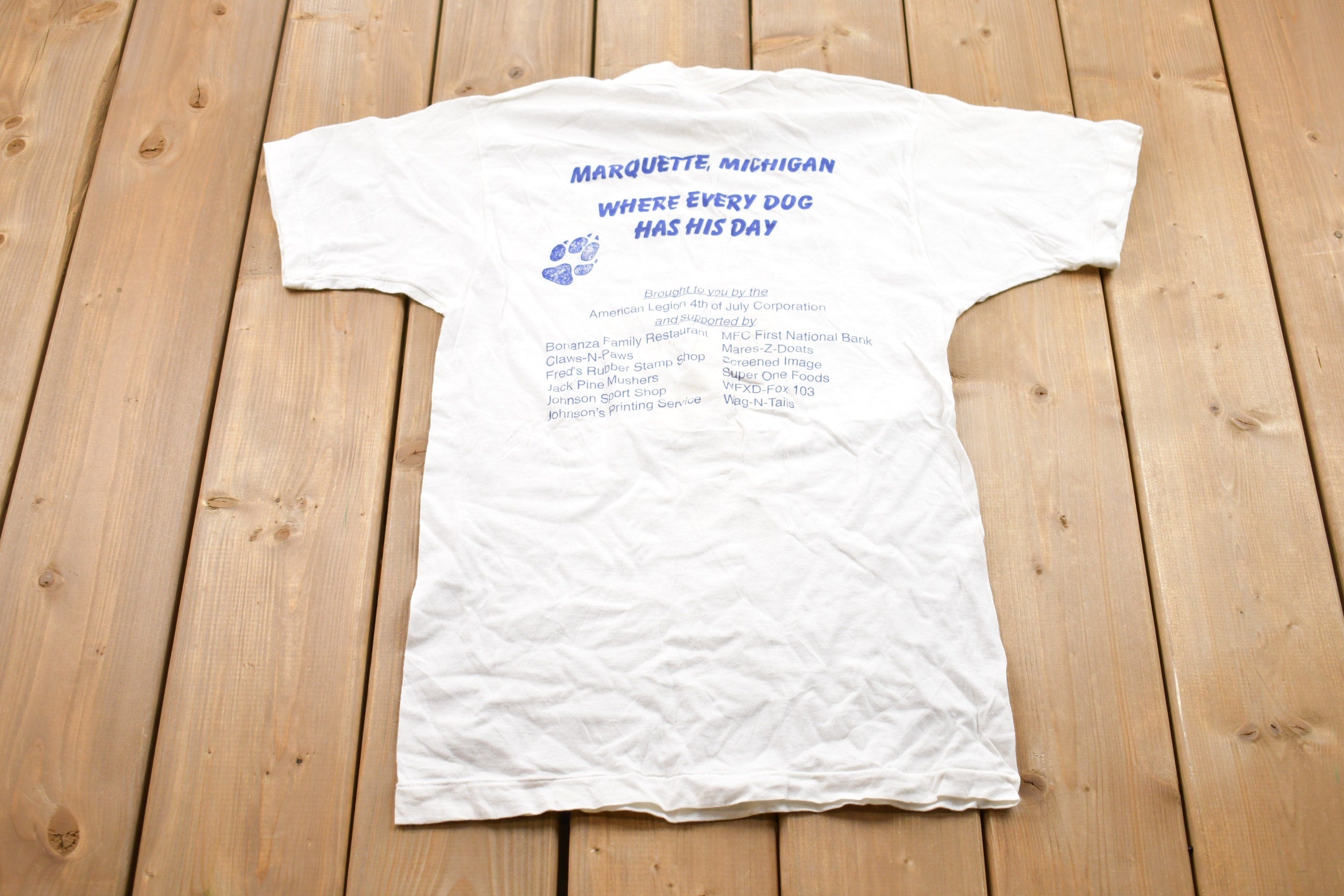 Vintage 1980s Marquette Mile Dog Dash Graphic T-Shirt  Streetwear  Retro Style  Single Stitch  Made In USA