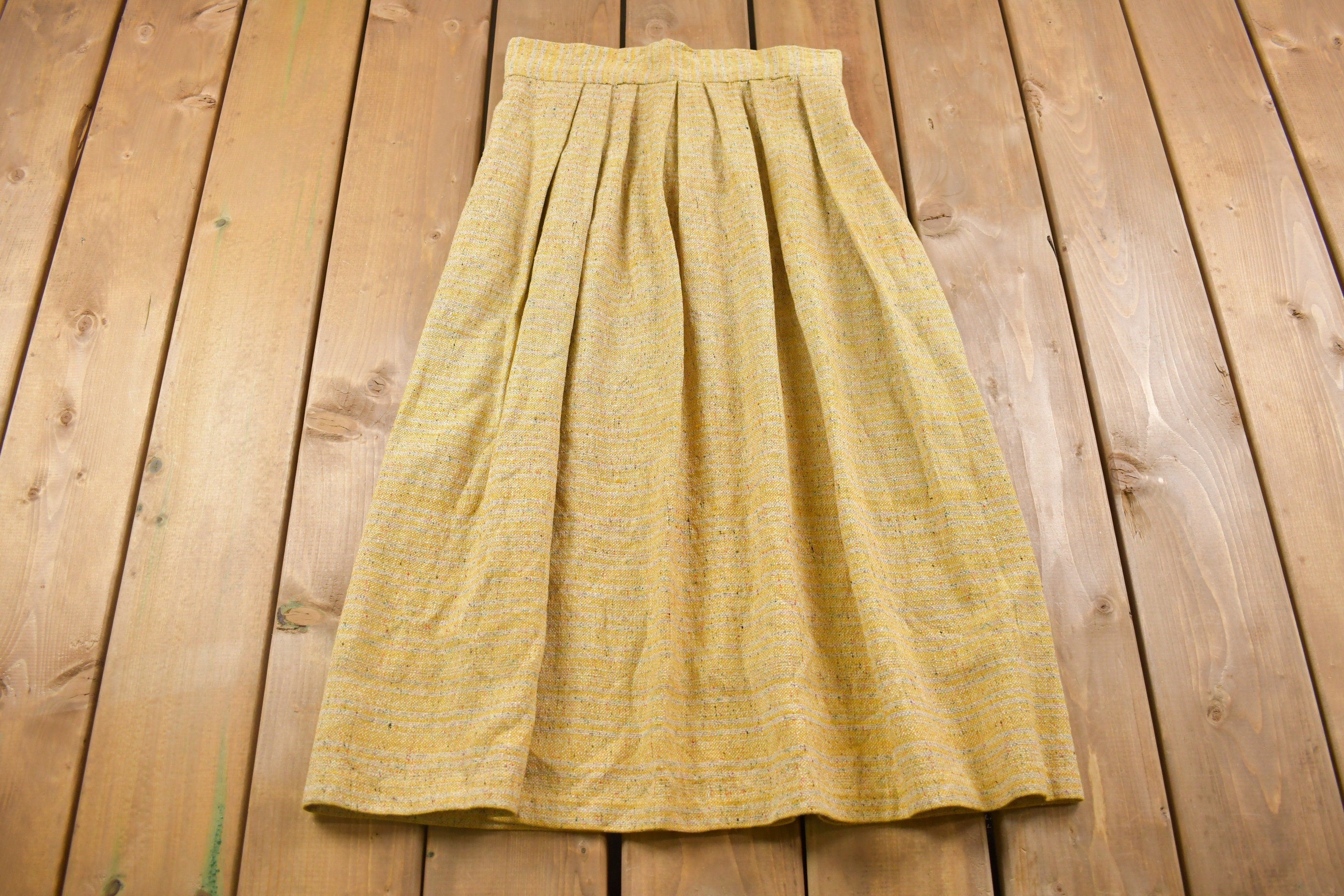 True Vintage 1970's Yellow Long Skirt 14W x 32L