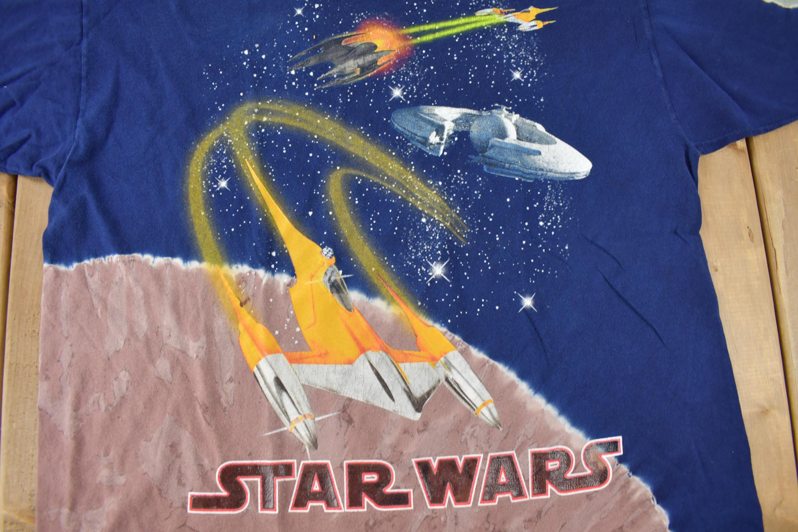 Vintage 1999 Star Wars Episode 1 All Over Print Tie Dye Promo T-Shirt