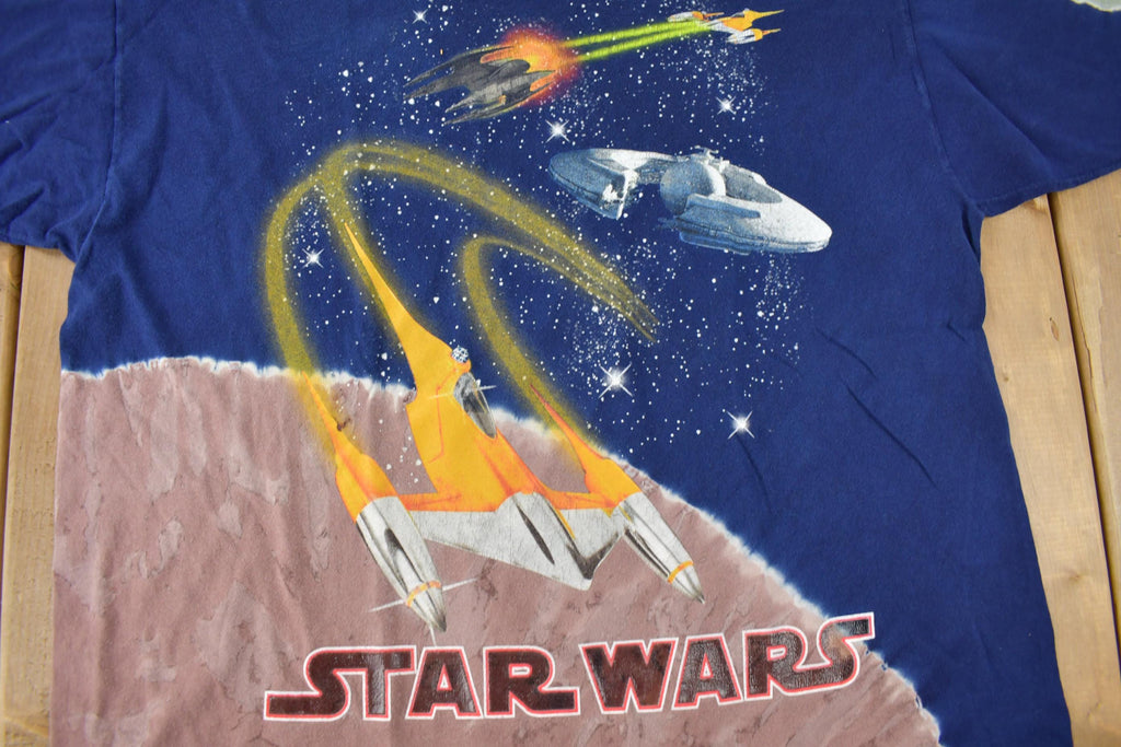 Vintage 1999 Star Wars Episode 1 All Over Print Tie Dye Promo T-Shirt