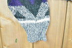 Vintage 1990s Campus Abstract Pattern Quarter Button Knit Cardigan Sweater