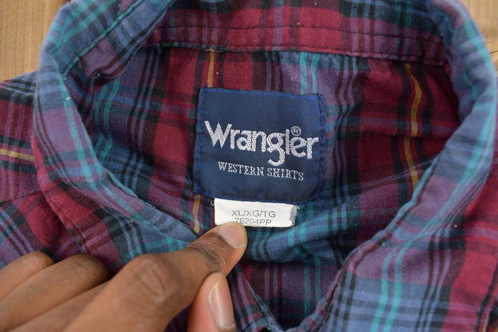 Vintage 1990s Wrangler Plaid Flannel Button Up Shirt