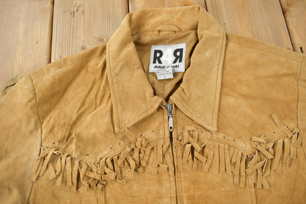 Vintage 1990s Rave 4 Real Beige Suede Fringe Jacket