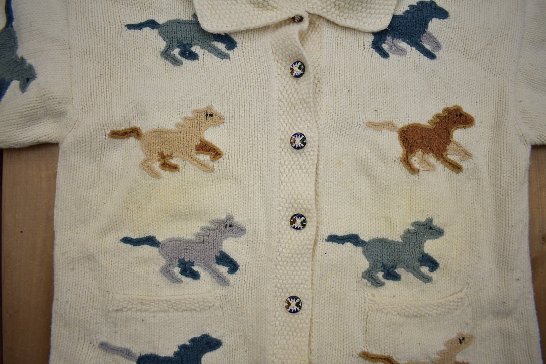 Vintage 1990s horse Embroidered Knit Sweater