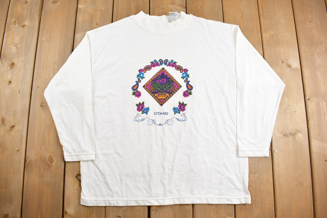 Vintage 1980s Gitano Paisley Graphic Crewneck Sweatshirt /