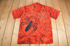 Vintage 2002 Spiderman Marvel Comics All Over Print Button Up T-Shirt