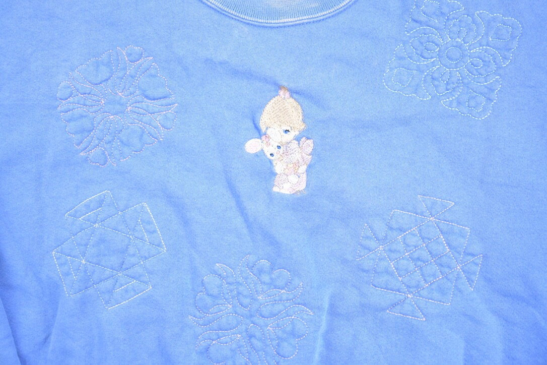 Vintage 1990s Cute Baby and Bunny Embroidered Crewneck