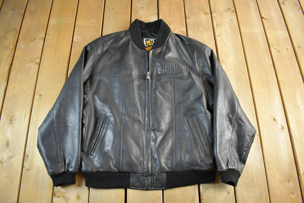 Vintage 1990s Pittsburgh Steelers Leather Varsity NFL Football Jacket Men's Large