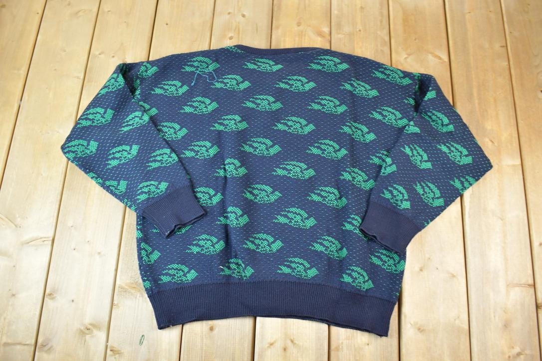 Vintage 1990s Nani Bon Knit Abstract Pattern Crewneck Sweater Made In Italy