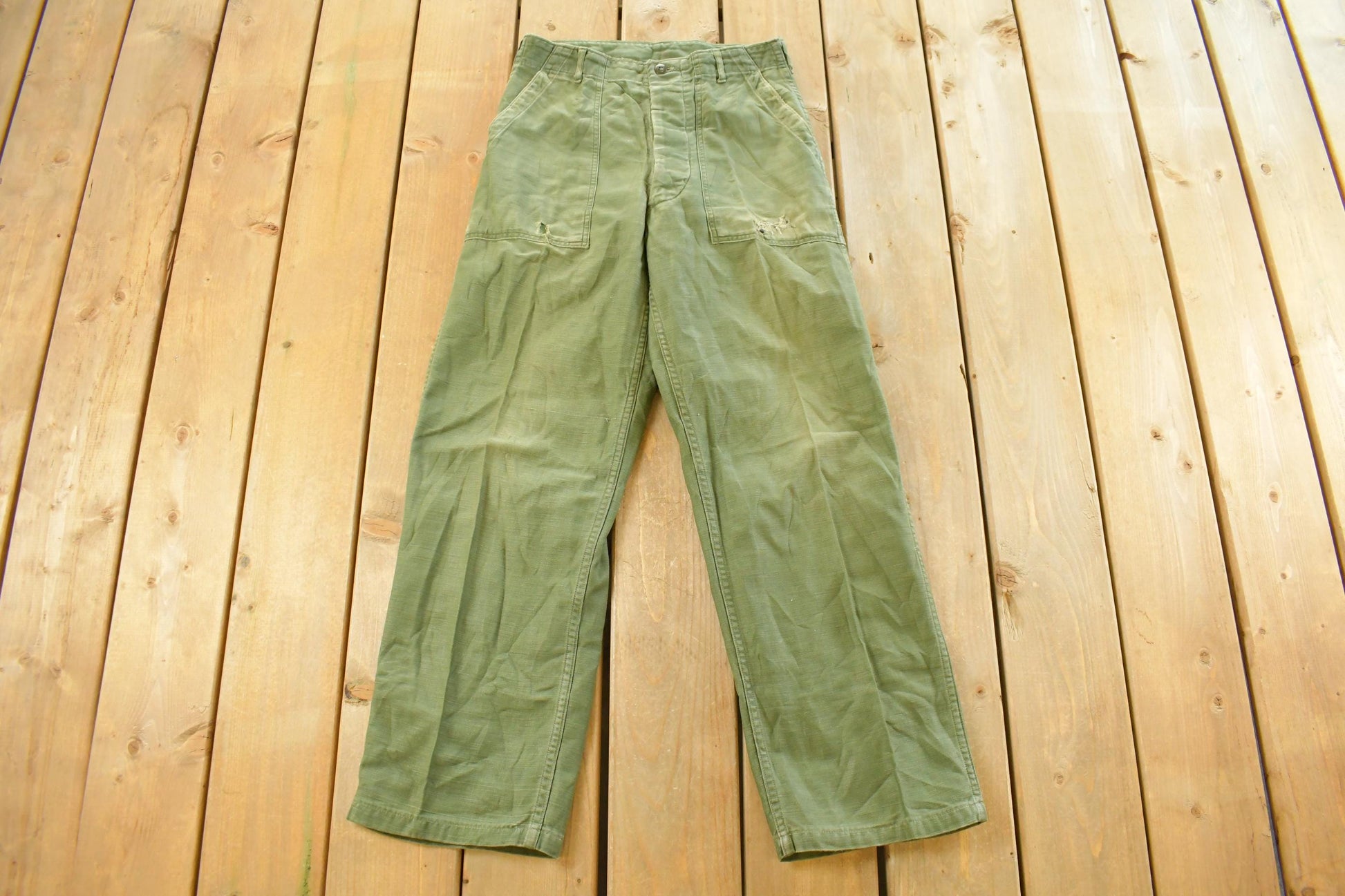 Vintage 1970s Military OG-107 Sateen Fatigue Pants Men's 28 x 29