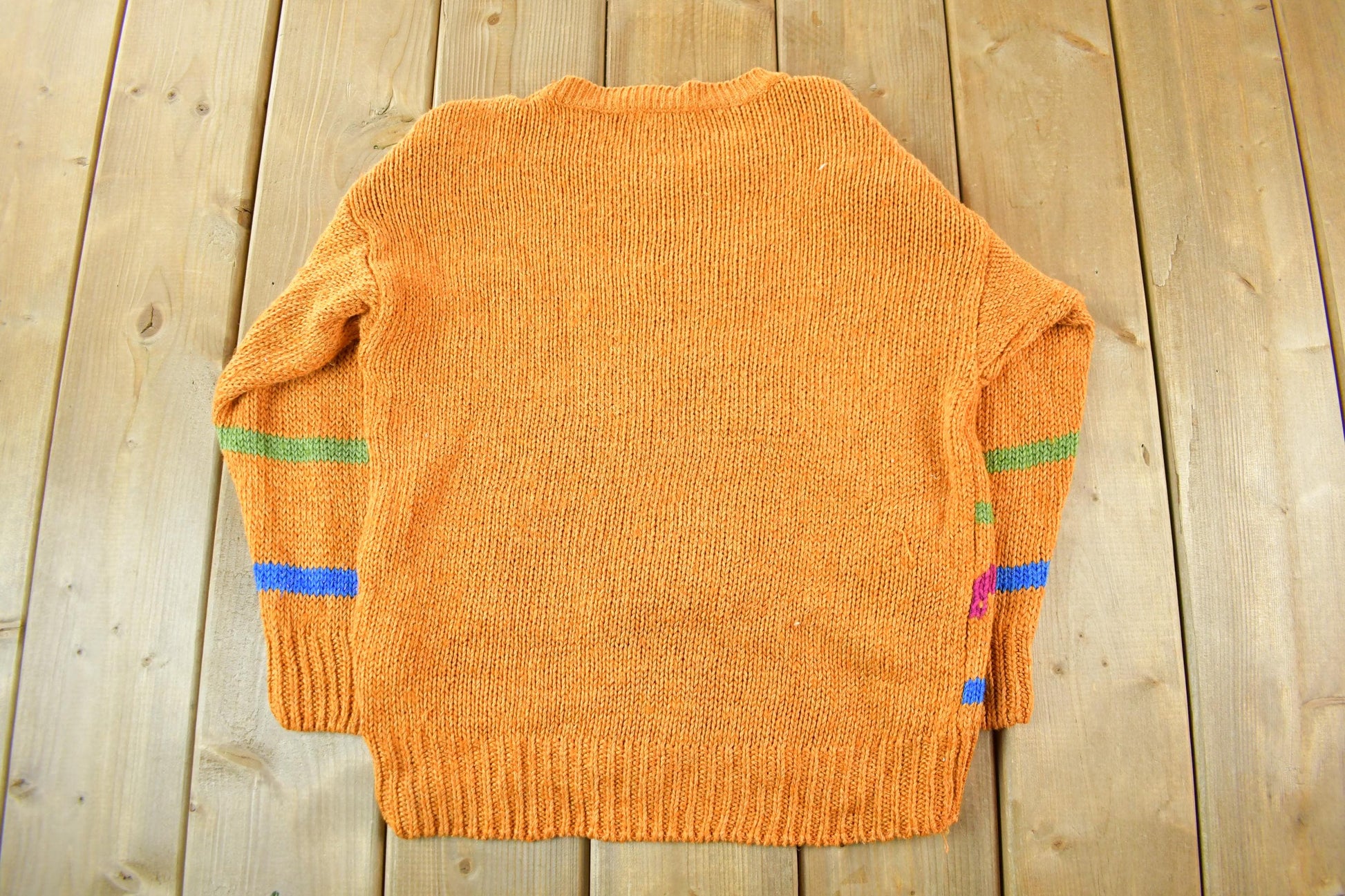 Vintage 1970s 1980s Abstract Floral Knit Sweater Women's S-M  Boho Hippie  Vintage 90s Crewneck  All Over Print  Colorful Sweatshirt