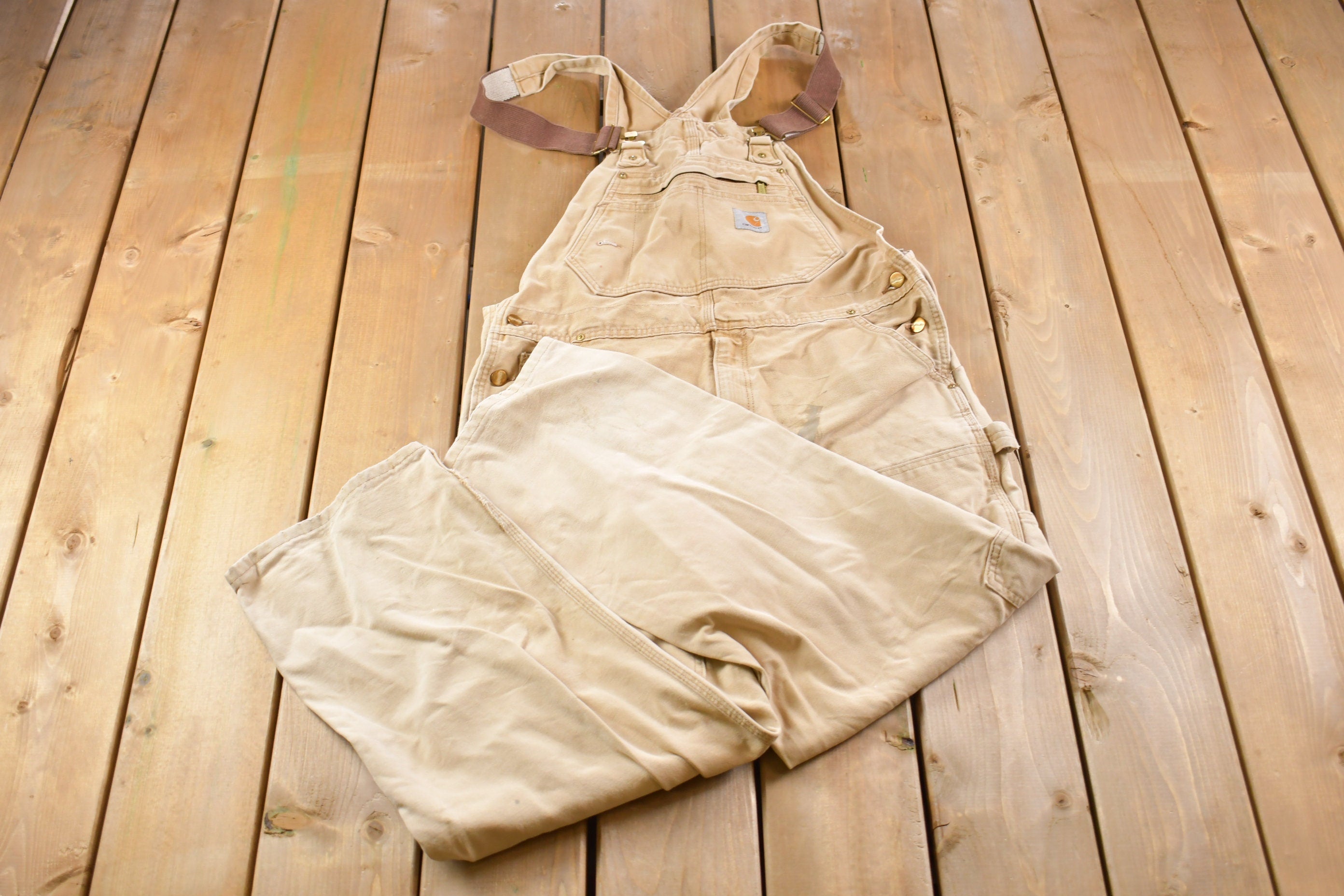 Vintage 1990s Carhartt Double Knee Canvas Overalls Size Medium