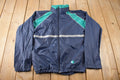 Vintage 1990s Blue & Green Champion Small Logo Windbreaker Jacket Size Small