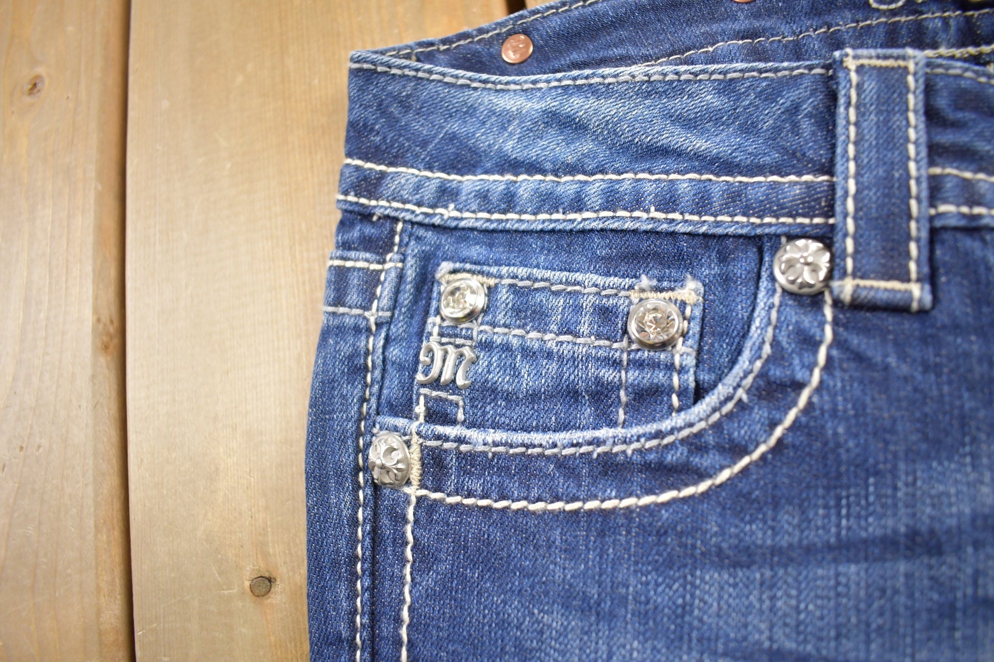 Vintage Y2K Miss Me Bedazzled Low Rise Jeans Size 26x34
