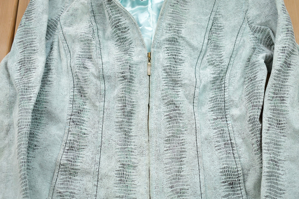 Vintage 1990s Crocodile Pleather Patterned Collared Jacket