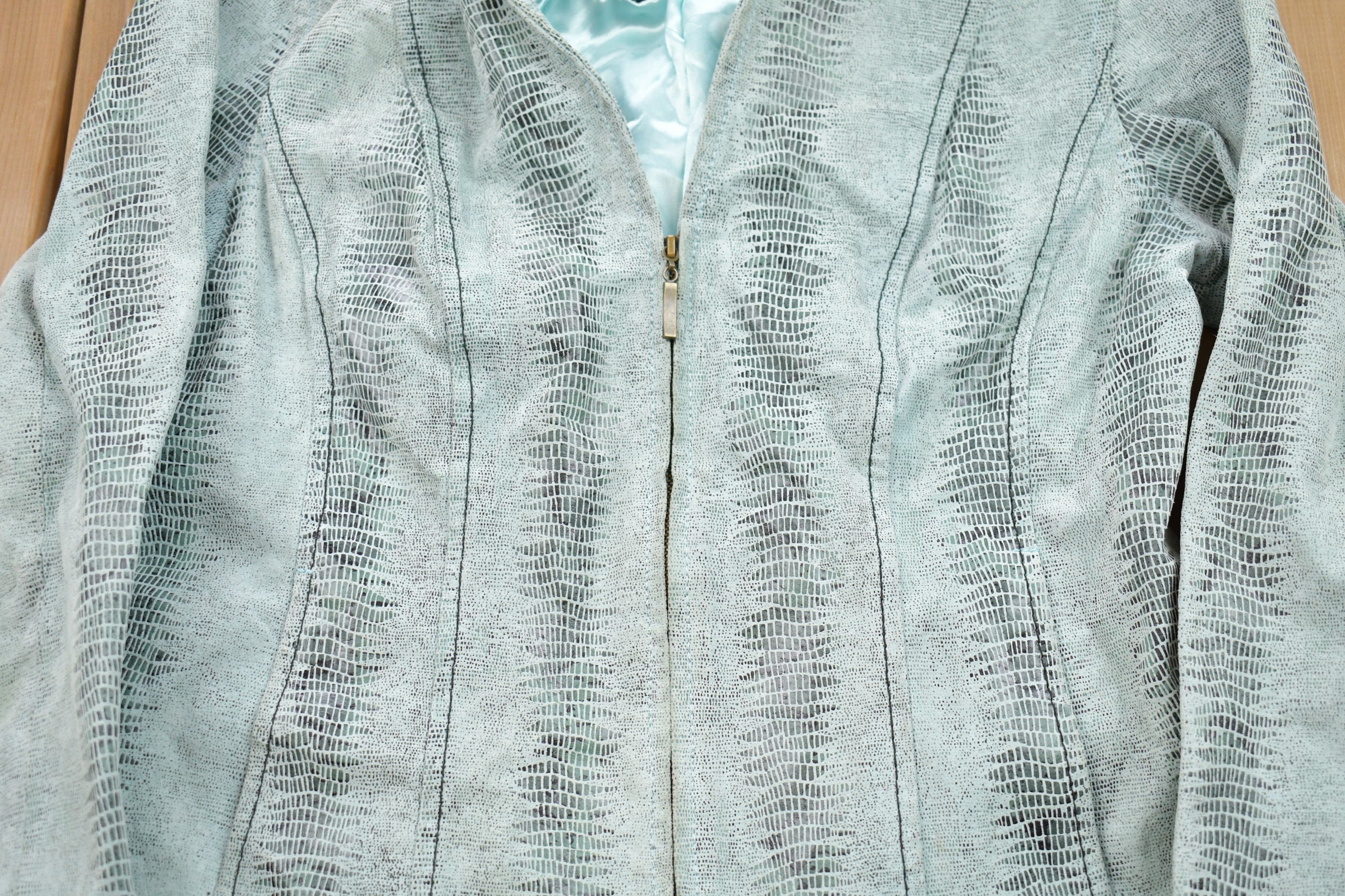Vintage 1990s Crocodile Pleather Patterned Collared Jacket