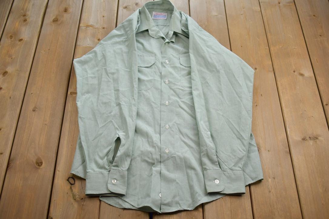 Vintage 1970s Crieghton Button Up Formal Casual Dress Shirt Made In USA
