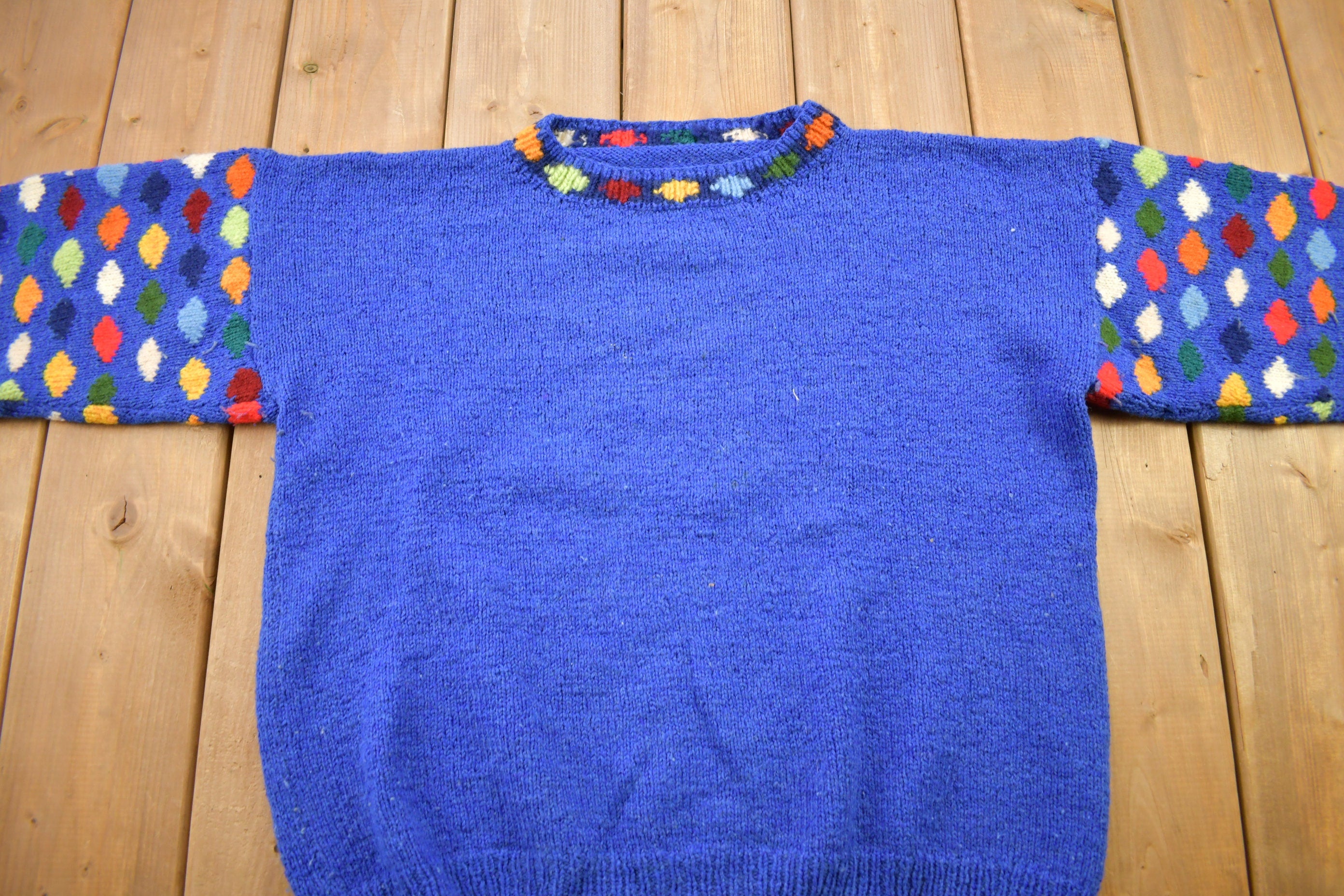 Vintage 1990s Polka Dot Theme Knitted Crewneck Sweater