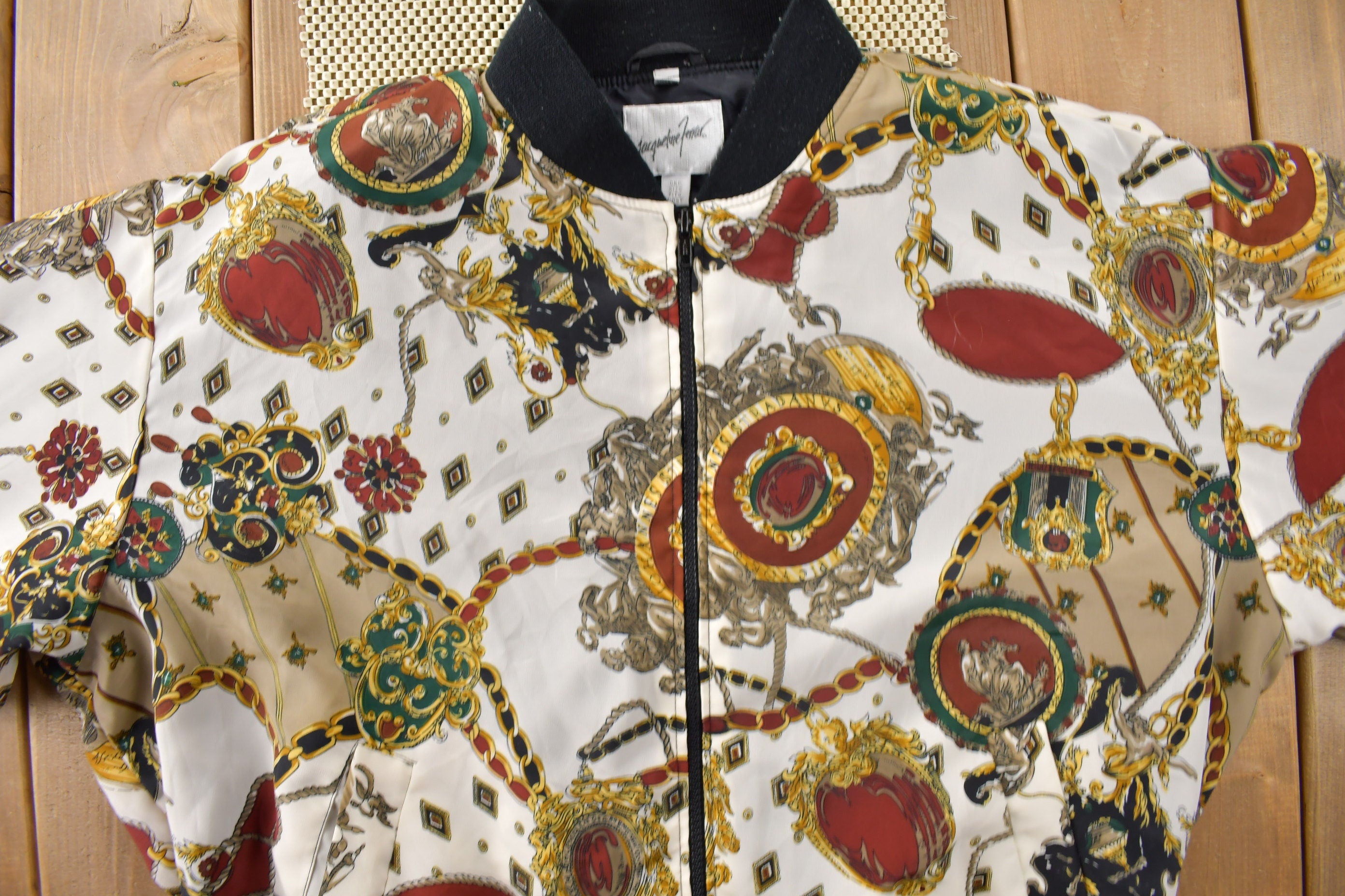 Vintage 1990s Women's All Over Print Jacquard Windbreaker Jacket