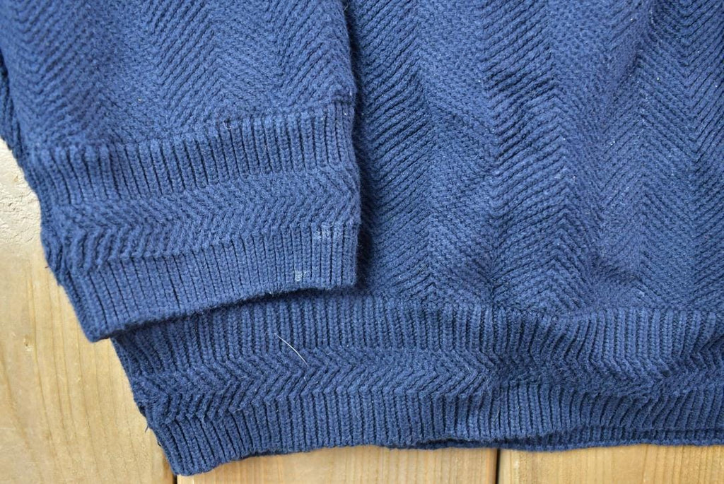 Vintage 1990s Chaps By Ralph Lauren Blue Knit Crewneck Sweater