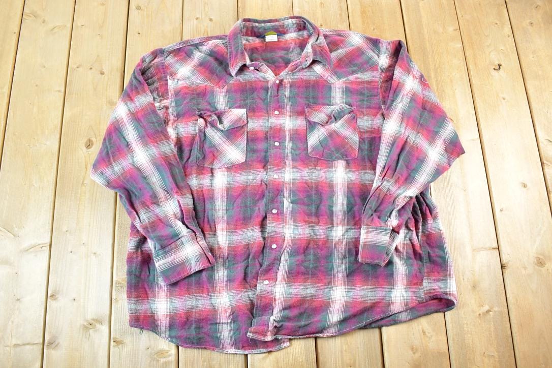 Vintage 1990s Osh Kosh Plaid Button Up Shirt Mens XL