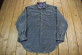 Vintage 1990s Woolrich Dark Blue Plaid Button Up Flannel Shirt